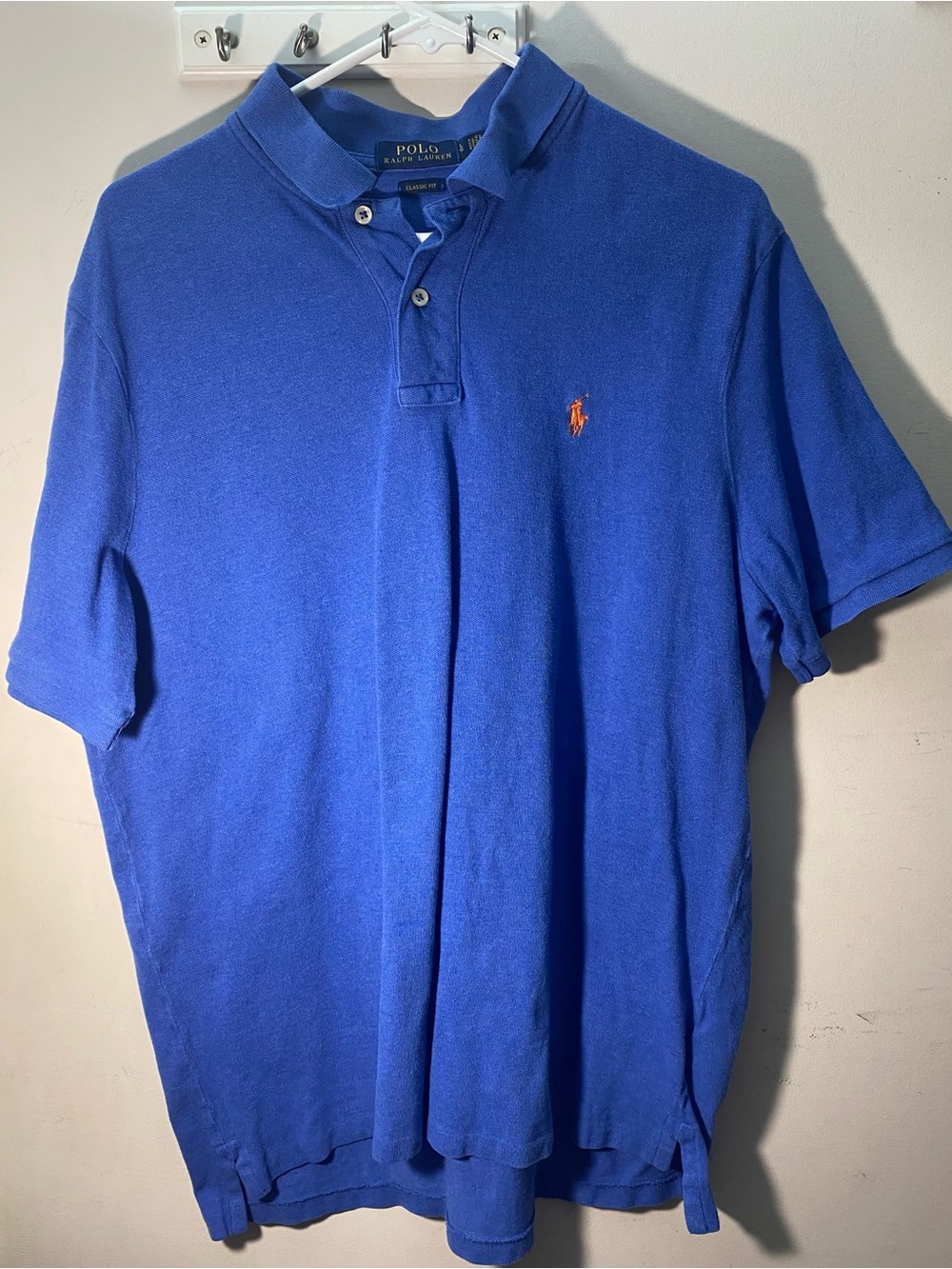 Ralph Lauren Men’s Bright Blue Polo with Orange Pony